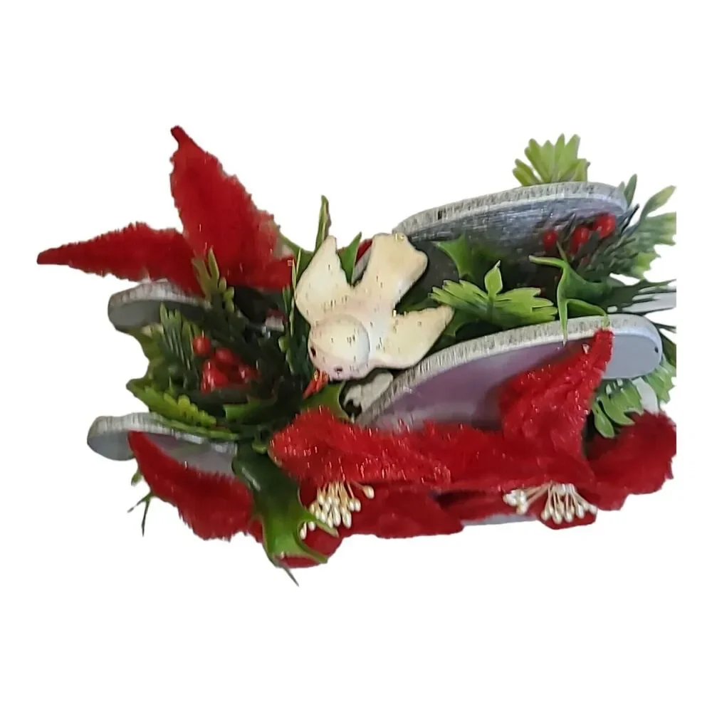 Vintage Kitsch Handmade Christmas Flower Arrangement Centerpiece 8